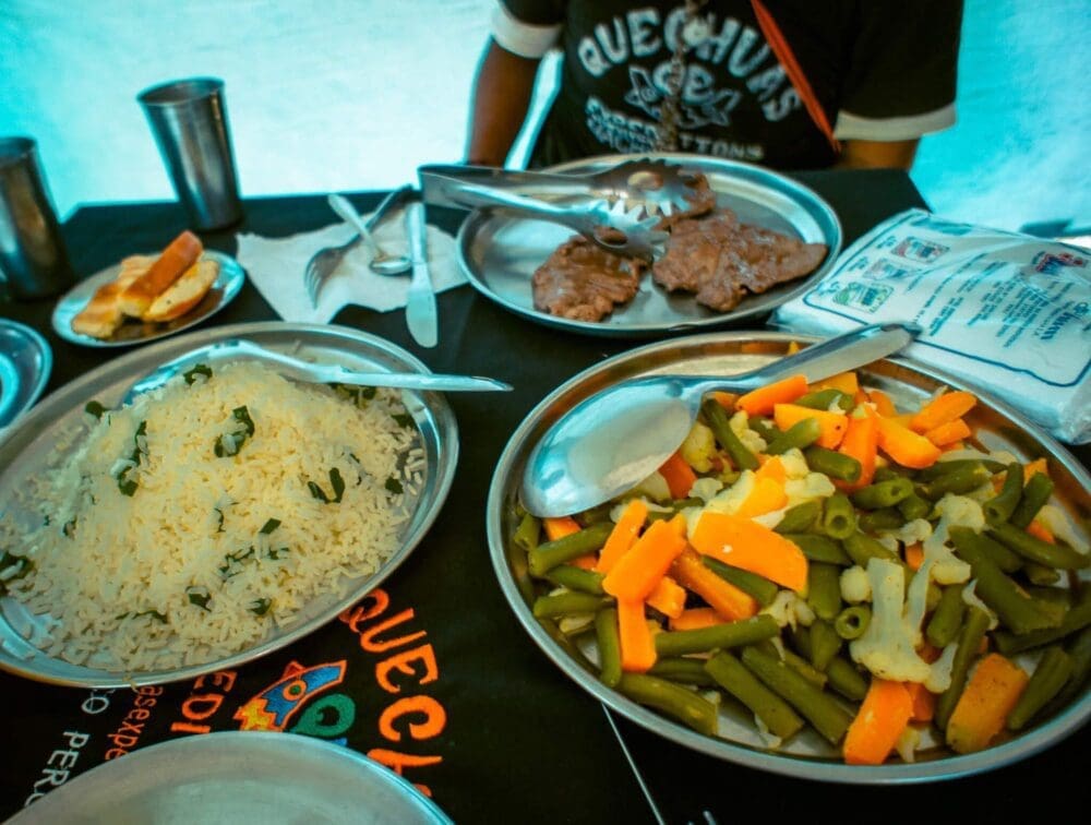 food prepared by quechuas expeditions while hiking the inca trail