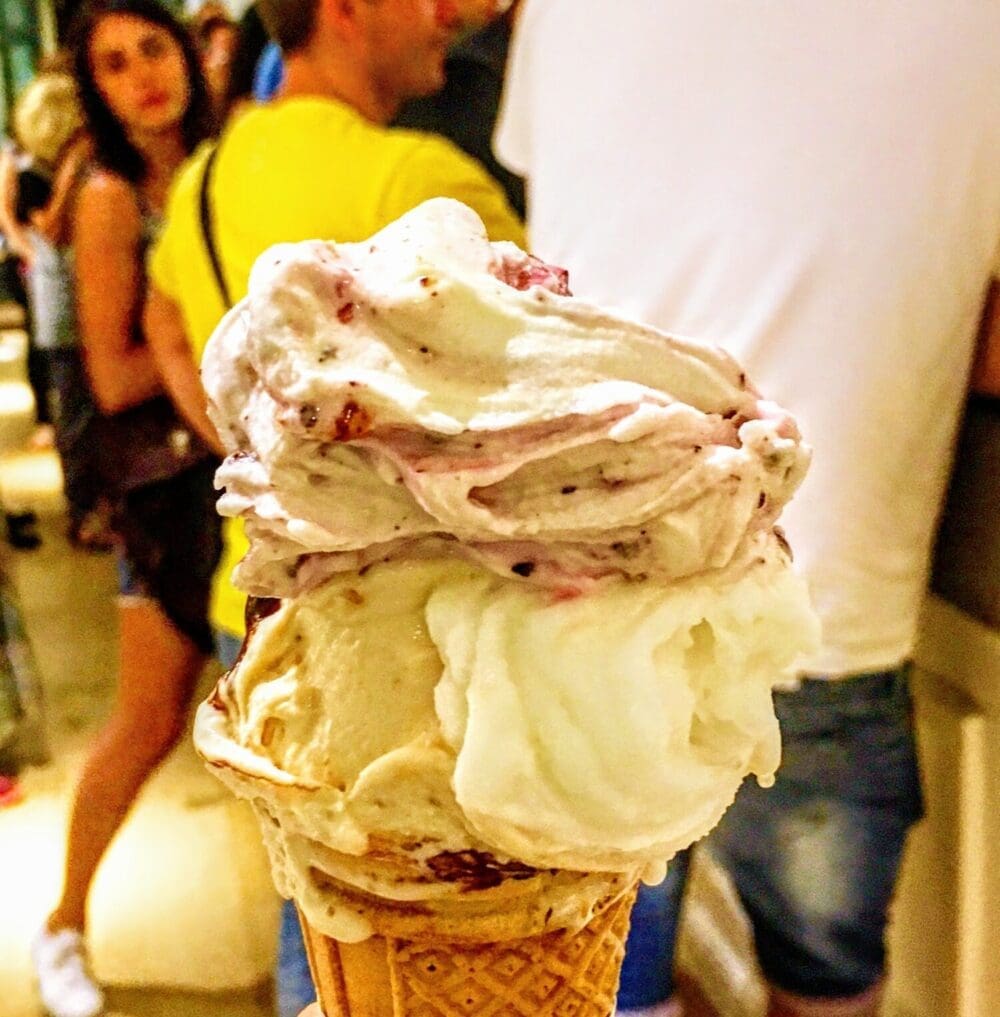 How to Eat the Best Gelato in Rome at Gelateria La Romana 1 3 scoops of gelato from gelateria la romana