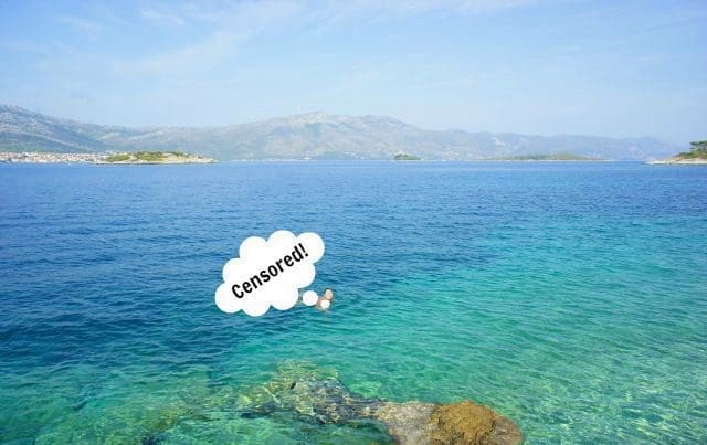 swimming nude on Badija, Croatia