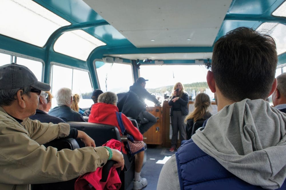 Maligne Lake Cruise | How to visit Famous Spirit Island in Jasper 4 people on a Maligne Lake Cruise