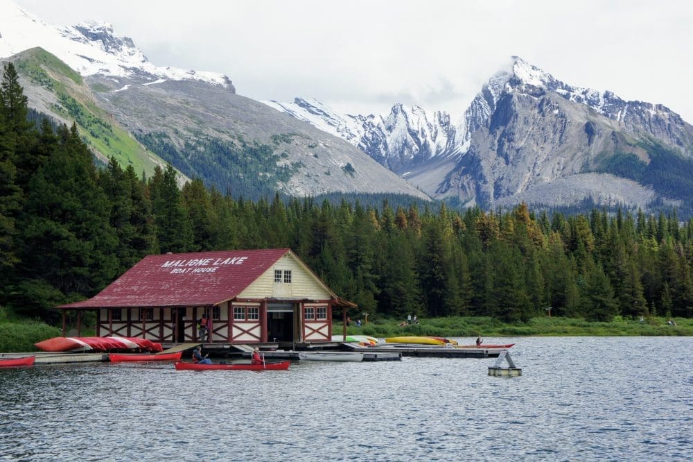 Maligne Lake Cruise | How to visit Famous Spirit Island in Jasper 8 boathouse for maligne lake canoe rentals