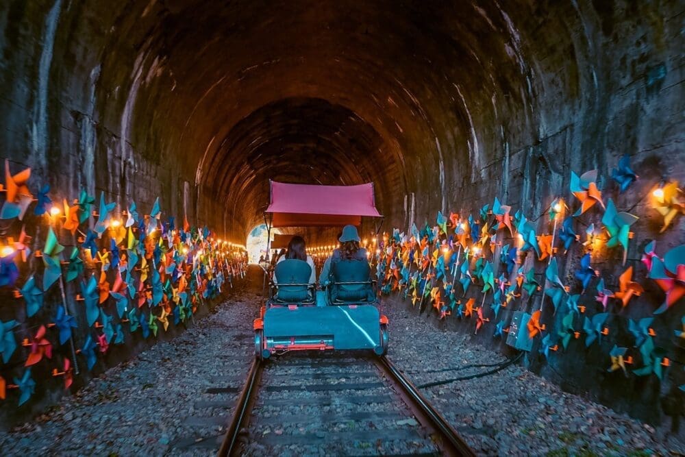 Korea in October 2026: My Favourite Fall Festivals, Weather Tips & Packing Blueprint (from a 15-Year Expat) 3 korea in october | gangchon rail bike pinwheel tunnel