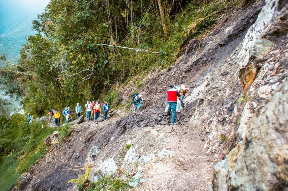 The Inca Trail Hike to Machu Picchu AKA "Dead Woman in the Pass at 4200 Metres" 28 washed out trail on the inca trail in rainy season
