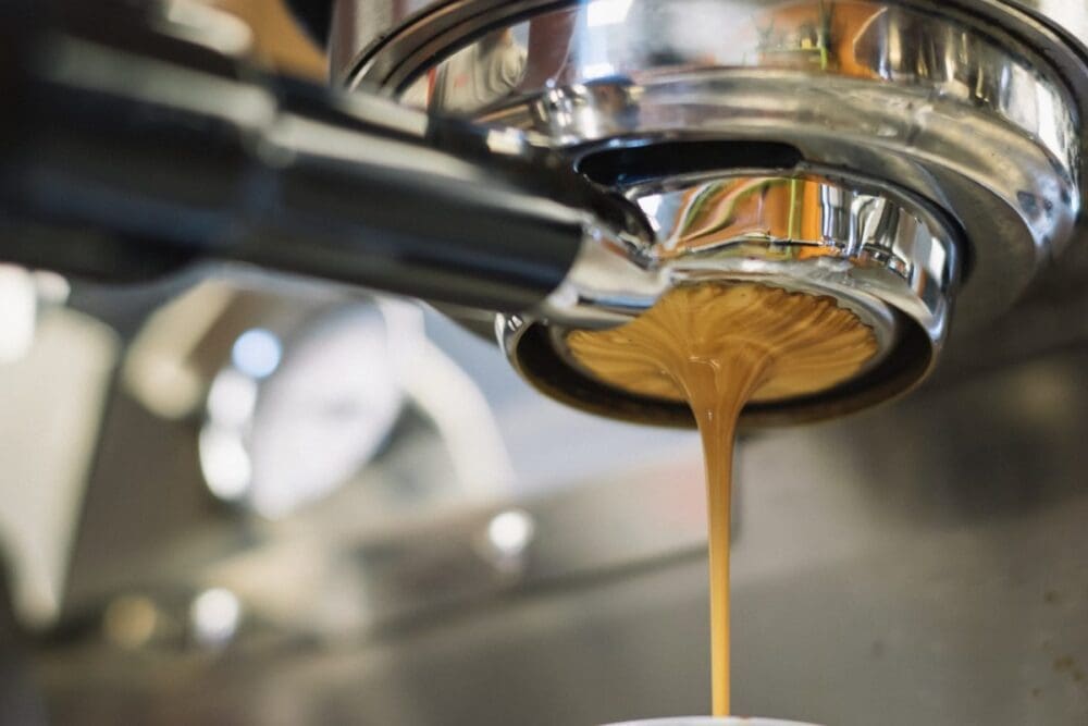 espresso coming out of machine